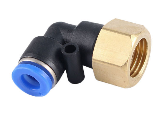 PLF ซีรีส์ผลักต่ออุปกรณ์ติดตั้งอากาศ 90 องศา ท่อ Pneumatic ชายเอลโค 1/4 " NPT Thread