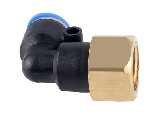 PLF ซีรีส์ผลักต่ออุปกรณ์ติดตั้งอากาศ 90 องศา ท่อ Pneumatic ชายเอลโค 1/4 " NPT Thread