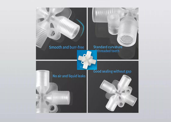 PP PTFE สายต่อท่อสี่ทาง สายต่อเพศหญิงพลาสติก