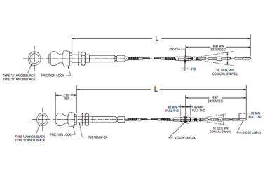 OEM Universal Throttle Control Cable Assembly 565 - 550 ซีรีย์ การออกแบบมาตรฐาน