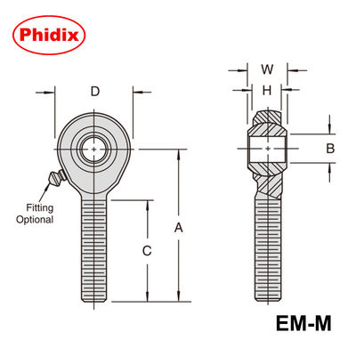 EM-M/EF-M Series Metal Rod Ends: ซิงค์- Plated Metric Joints with PTFE Options & Corrosion Resistance สําหรับการควบคุมการเคลื่อนไหวในอุตสาหกรรม