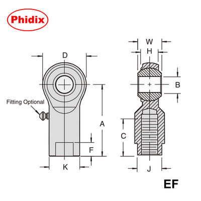 EM-M/EF-M Series Metric Rod Ends: PTFE-Lined, หนาต่อมแรงทนทานต่อมสําหรับการควบคุมการเคลื่อนไหวที่ใช้ค่าบํารุงรักษาต่ํา