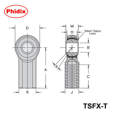 TSMX-T/TSFX-T ปลายไม้หนักที่มีแผ่น PTFE ควบคุมการเคลื่อนไหวแม่นยําสําหรับการใช้งานภาระสูง