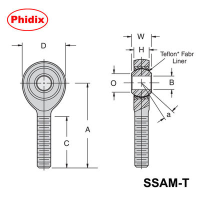 SSAM-T/SSAF-T ซีรีส สแตนเลส PTFE-Lined Rod Ends